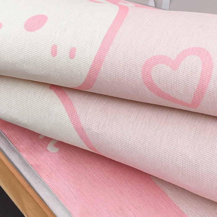 91家纺网 家纺一手货源 找家纺 多乐家纺 2025新款学生床数码大版印花冰丝凉席（专版花型） 粉兔兔