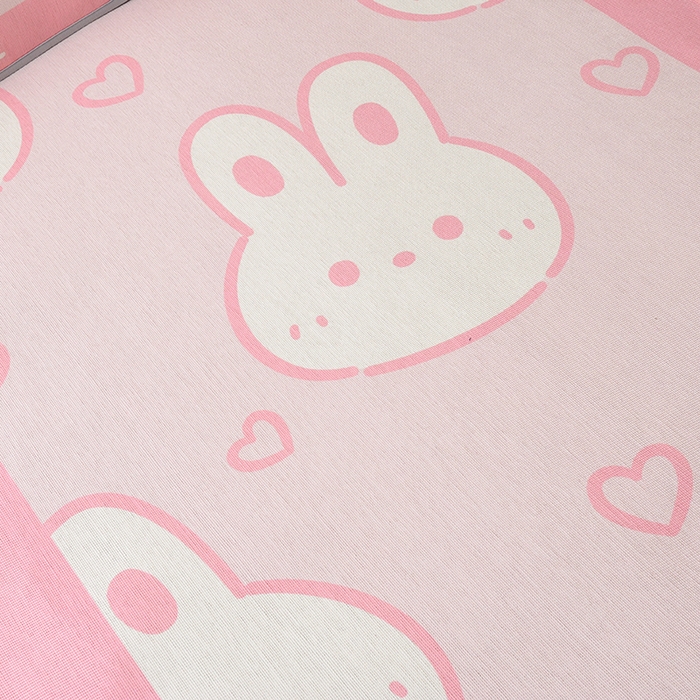 91家纺网 家纺一手货源 找家纺 多乐家纺 2025新款学生床数码大版印花冰丝凉席（专版花型） 粉兔兔