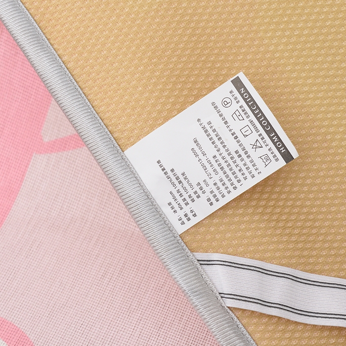 91家纺网 家纺一手货源 找家纺 多乐家纺 2025新款学生床数码大版印花冰丝凉席（专版花型） 粉兔兔