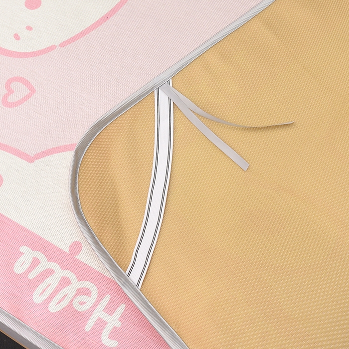 91家纺网 家纺一手货源 找家纺 多乐家纺 2025新款学生床数码大版印花冰丝凉席（专版花型） 粉兔兔