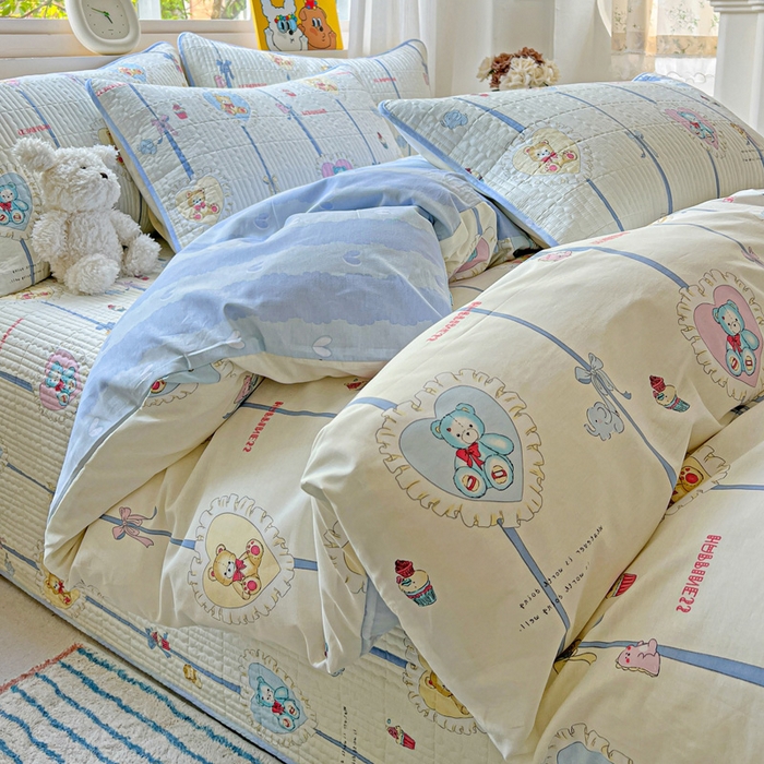 91家纺网 家纺一手货源 找家纺 （总）羽爱家纺 2025新款A类13372全棉印花砂洗床盖套件