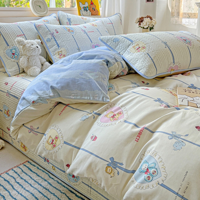 91家纺网 家纺一手货源 找家纺 （总）羽爱家纺 2025新款A类13372全棉印花砂洗床盖套件