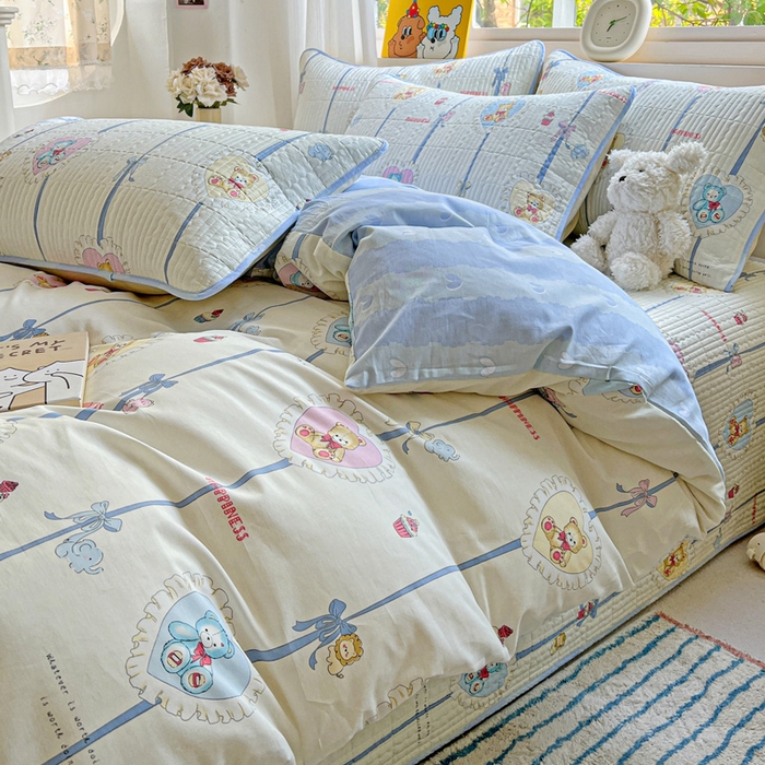 91家纺网 家纺一手货源 找家纺 （总）羽爱家纺 2025新款A类13372全棉印花砂洗床盖套件