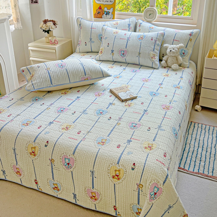 91家纺网 家纺一手货源 找家纺 （总）羽爱家纺 2025新款A类13372全棉印花砂洗床盖套件