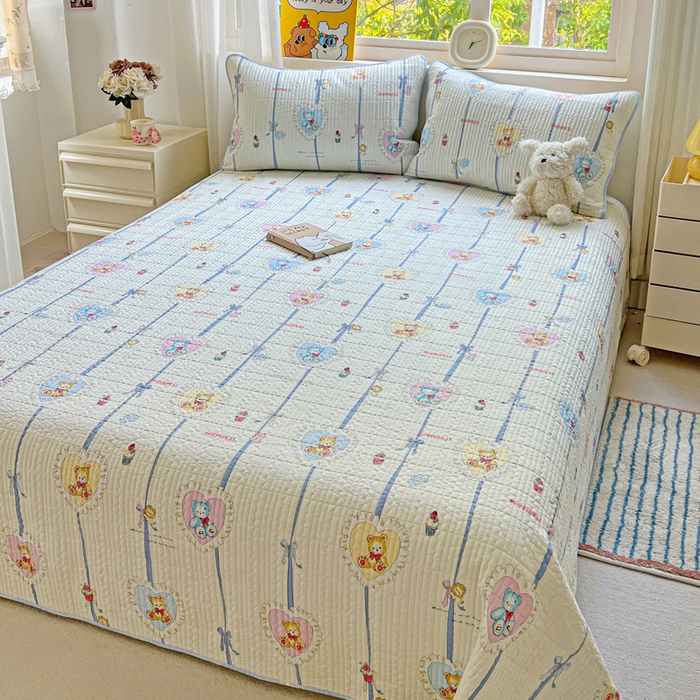 91家纺网 家纺一手货源 找家纺 （总）羽爱家纺 2025新款A类13372全棉印花砂洗床盖套件