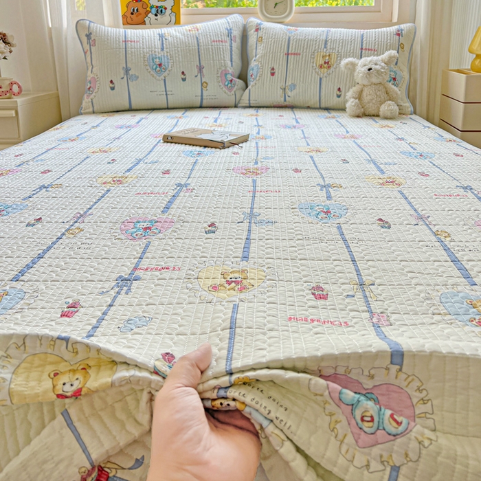 91家纺网 家纺一手货源 找家纺 （总）羽爱家纺 2025新款A类13372全棉印花砂洗床盖套件