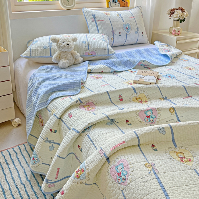 91家纺网 家纺一手货源 找家纺 （总）羽爱家纺 2025新款A类13372全棉印花砂洗床盖套件