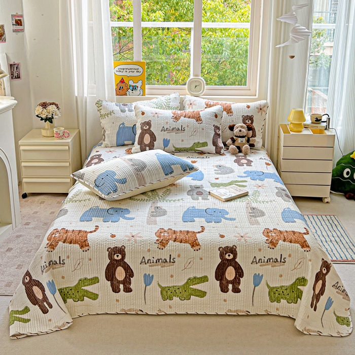 91家纺网 家纺一手货源 找家纺 （总）羽爱家纺 2025新款A类13372全棉印花砂洗床盖套件