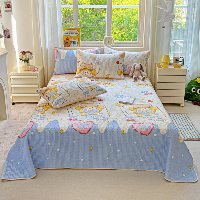 91家纺网 家纺一手货源 找家纺 （总）羽爱家纺 2025新款A类13372全棉印花砂洗床盖套件