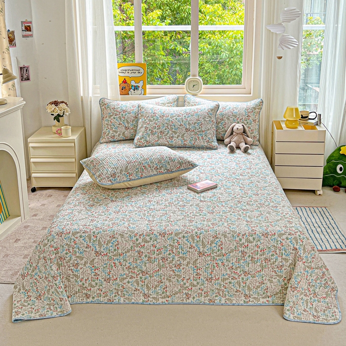 91家纺网 家纺一手货源 找家纺 （总）羽爱家纺 2025新款A类13372全棉印花砂洗床盖套件