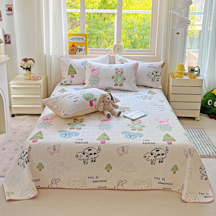 91家纺网 家纺一手货源 找家纺 （总）羽爱家纺 2025新款A类13372全棉印花砂洗床盖套件