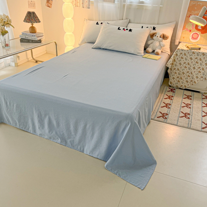 91家纺网 家纺一手货源 找家纺 多乐家纺 2025新款超柔加厚有氧提花针织小竺棉绣花四件套(提供买家秀） 大脸猫-白蓝