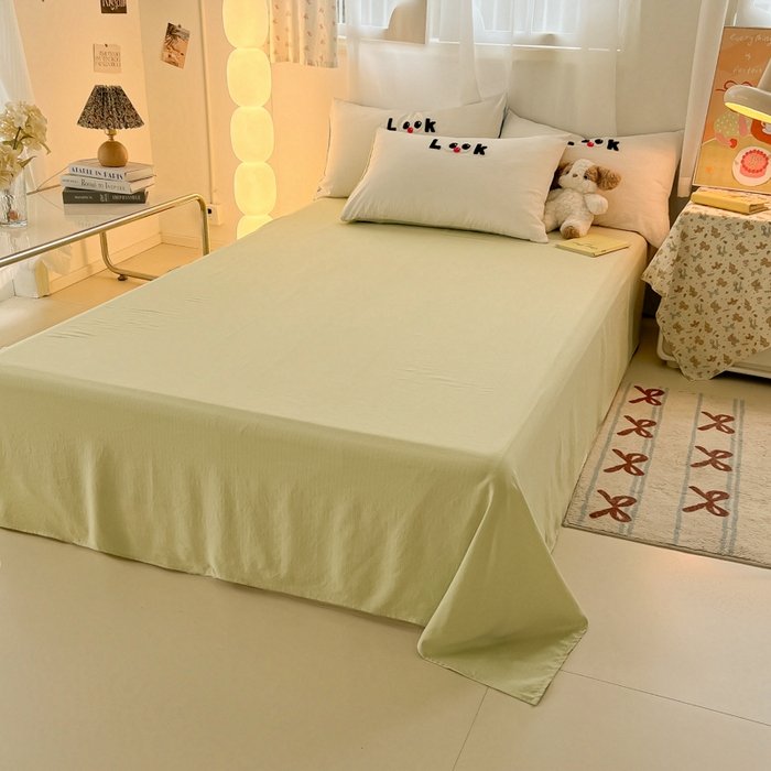 91家纺网 家纺一手货源 找家纺 多乐家纺 2025新款超柔加厚有氧提花针织小竺棉绣花四件套(提供买家秀） 大脸猫-白绿