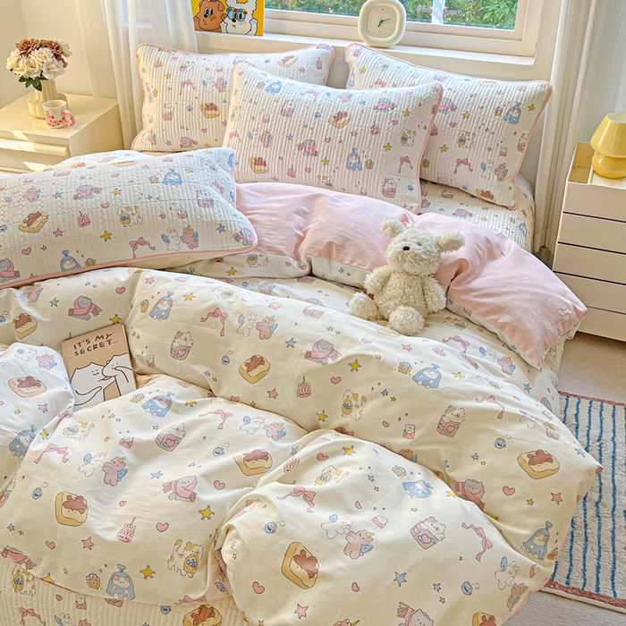 91家纺网 家纺一手货源 找家纺 羽爱家纺 2025新款A类13372全棉印花砂洗床盖套件 礼物