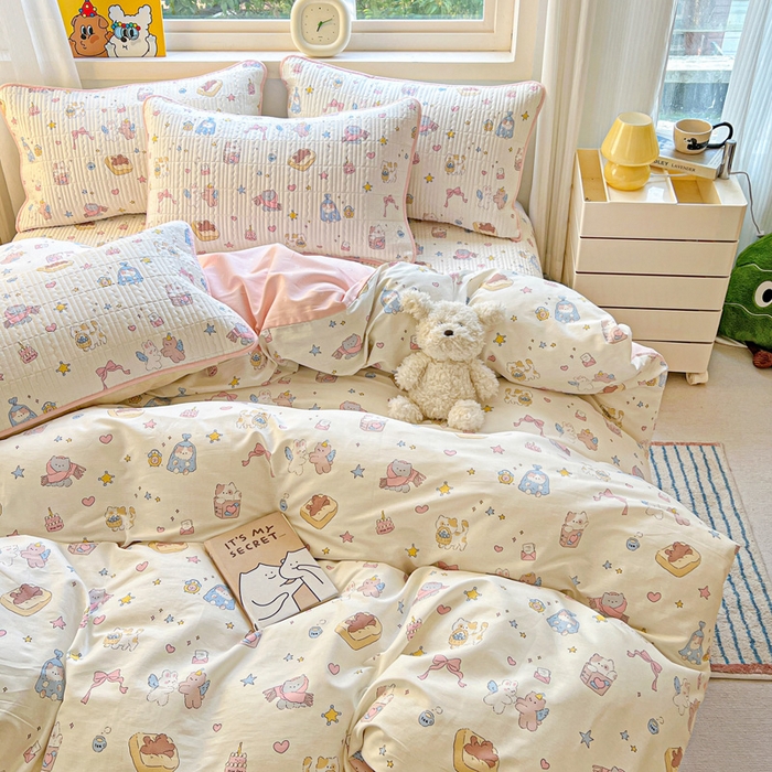 91家纺网 家纺一手货源 找家纺 羽爱家纺 2025新款A类13372全棉印花砂洗床盖套件 礼物