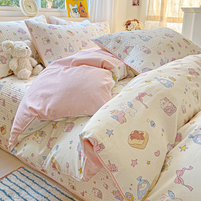 91家纺网 家纺一手货源 找家纺 羽爱家纺 2025新款A类13372全棉印花砂洗床盖套件 礼物