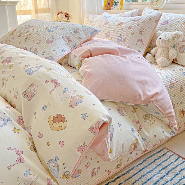 91家纺网 家纺一手货源 找家纺 羽爱家纺 2025新款A类13372全棉印花砂洗床盖套件 礼物