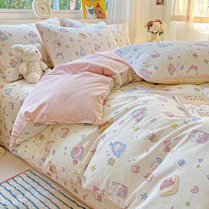 91家纺网 家纺一手货源 找家纺 羽爱家纺 2025新款A类13372全棉印花砂洗床盖套件 礼物