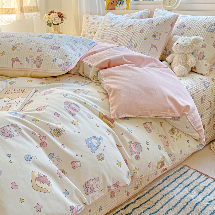 91家纺网 家纺一手货源 找家纺 羽爱家纺 2025新款A类13372全棉印花砂洗床盖套件 礼物