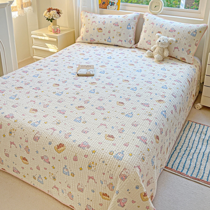 91家纺网 家纺一手货源 找家纺 羽爱家纺 2025新款A类13372全棉印花砂洗床盖套件 礼物