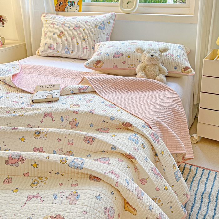 91家纺网 家纺一手货源 找家纺 羽爱家纺 2025新款A类13372全棉印花砂洗床盖套件 礼物