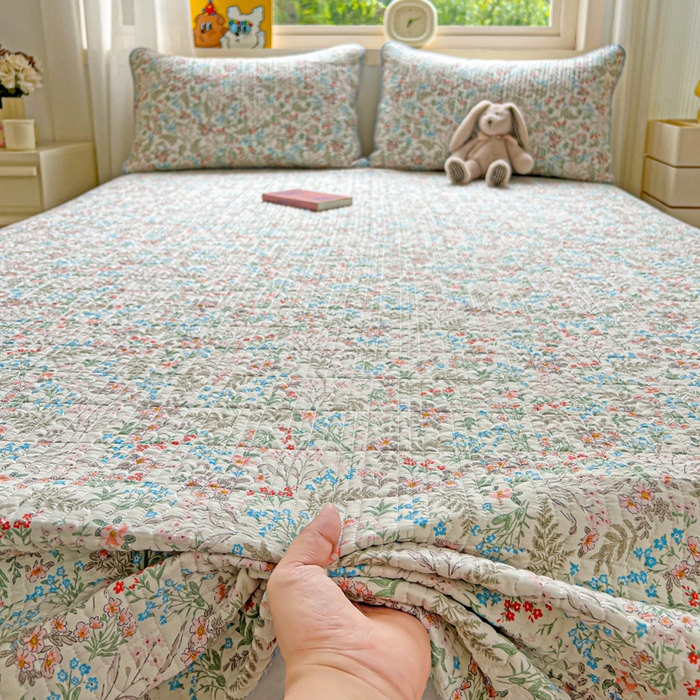 91家纺网 家纺一手货源 找家纺 羽爱家纺 2025新款A类13372全棉印花砂洗床盖套件 暮春色