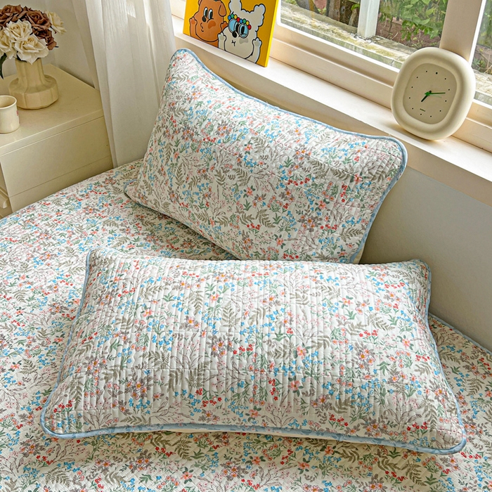 91家纺网 家纺一手货源 找家纺 羽爱家纺 2025新款A类13372全棉印花砂洗床盖套件 暮春色