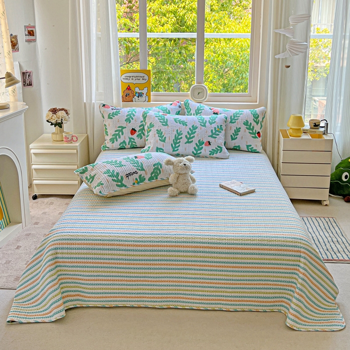 91家纺网 家纺一手货源 找家纺 羽爱家纺 2025新款A类13372全棉印花砂洗床盖套件 青春派