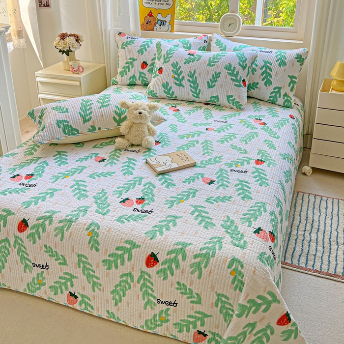 91家纺网 家纺一手货源 找家纺 羽爱家纺 2025新款A类13372全棉印花砂洗床盖套件 青春派