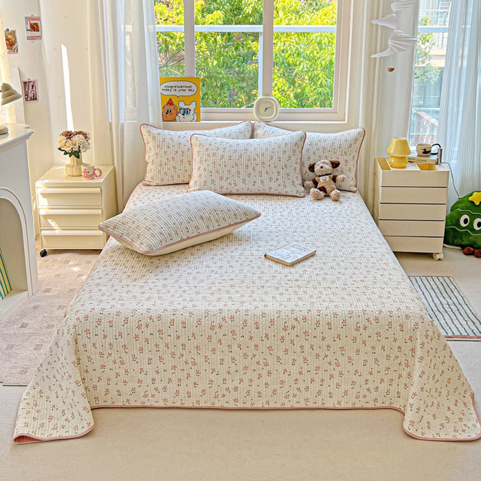 羽爱家纺 2025新款A类13372全棉印花砂洗床盖套件 雾漫漫