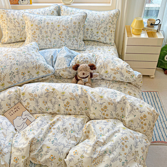 91家纺网 家纺一手货源 找家纺 羽爱家纺 2025新款A类13372全棉印花砂洗床盖套件 栀清