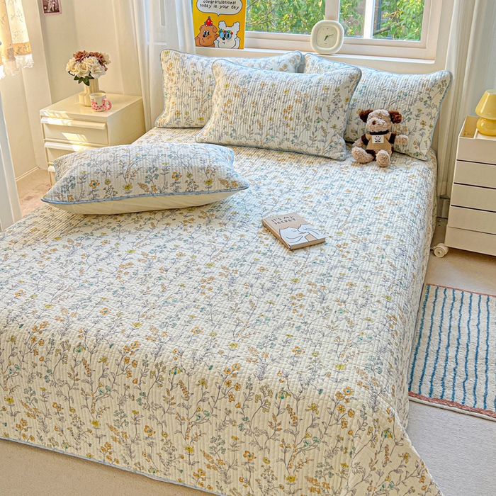 91家纺网 家纺一手货源 找家纺 羽爱家纺 2025新款A类13372全棉印花砂洗床盖套件 栀清