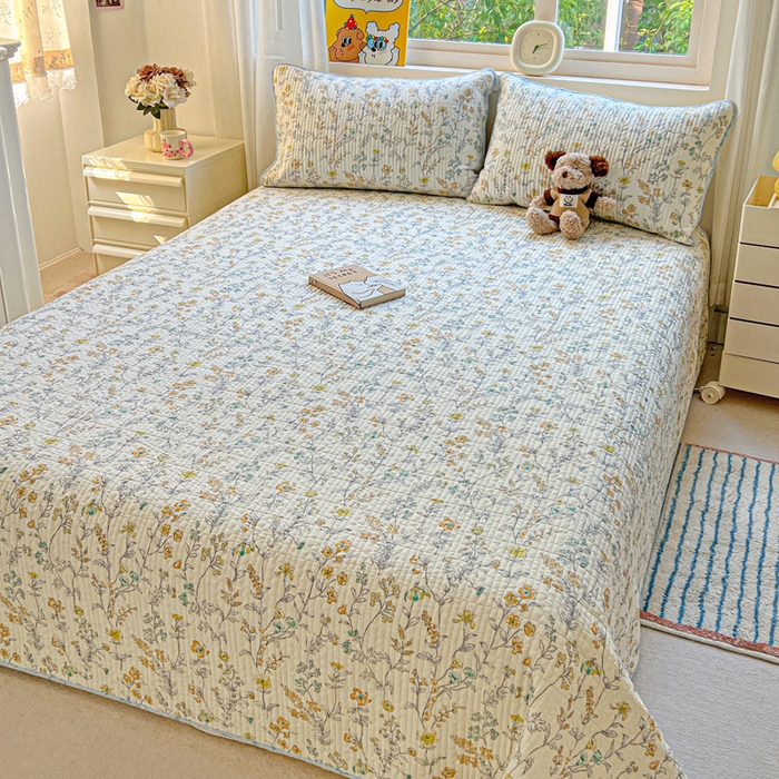 91家纺网 家纺一手货源 找家纺 羽爱家纺 2025新款A类13372全棉印花砂洗床盖套件 栀清