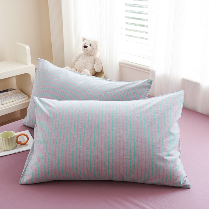 91家纺网 家纺一手货源 找家纺 （总）柠萌家居 2025年新款色织条纹水洗棉全棉四件套