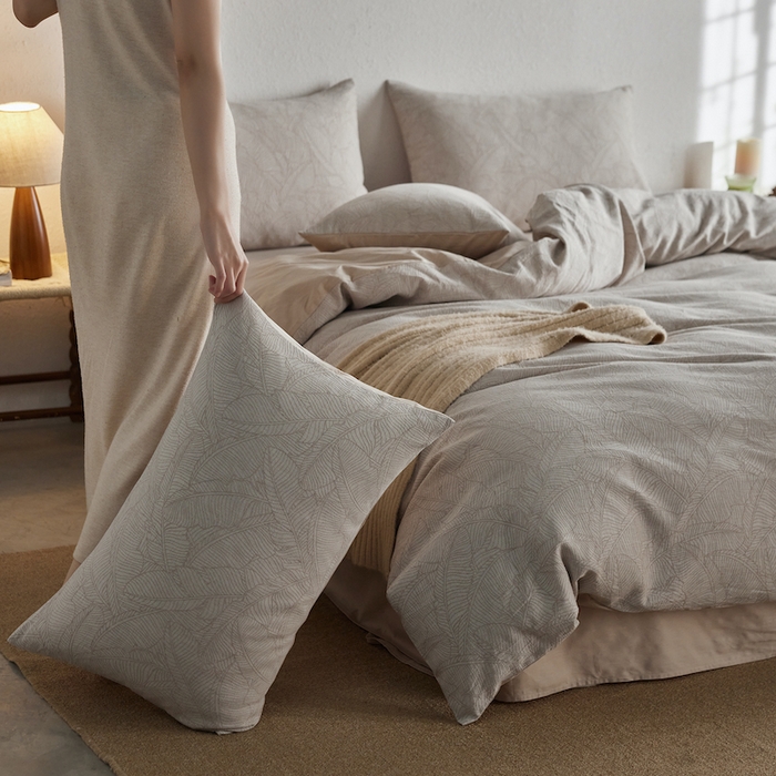 91家纺网 家纺一手货源 找家纺 千朵森 2025新款全棉色织提花四季款四件套-艾薇 艾薇-流光杏