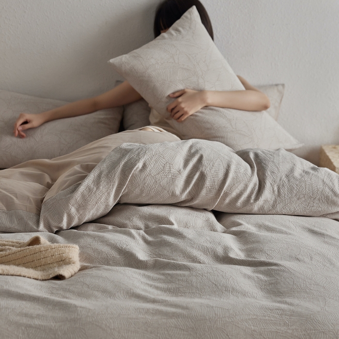 91家纺网 家纺一手货源 找家纺 千朵森 2025新款全棉色织提花四季款四件套-艾薇 艾薇-流光杏