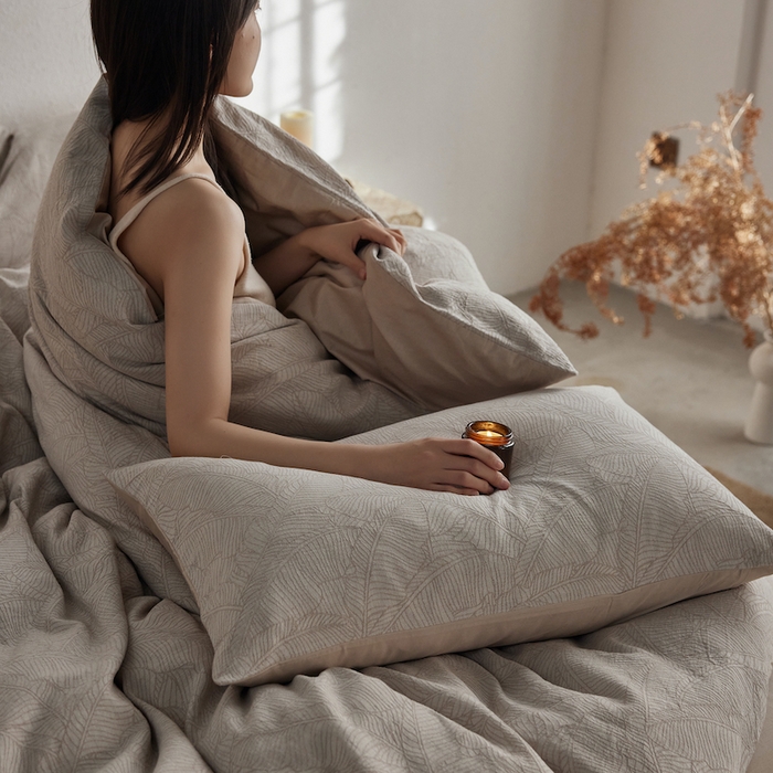 91家纺网 家纺一手货源 找家纺 千朵森 2025新款全棉色织提花四季款四件套-艾薇 艾薇-流光杏