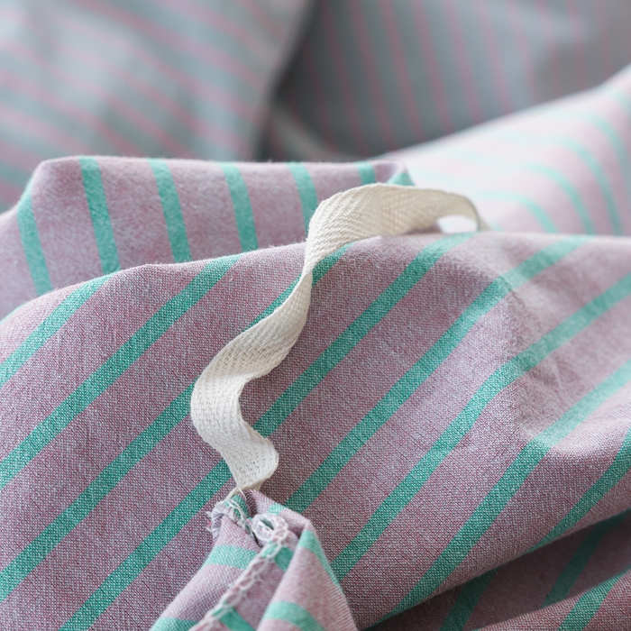 91家纺网 家纺一手货源 找家纺 （总）柠萌家居 2025年最新款全棉色织水洗棉枕套混搭四件套