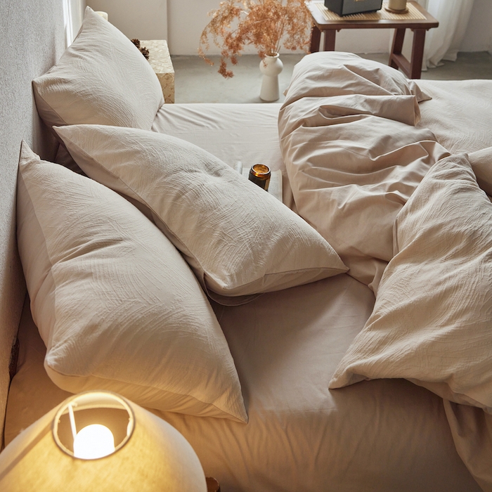 91家纺网 家纺一手货源 找家纺 千朵森 2025新款全棉色织提花四季款四件套-艾薇 艾薇-春水白