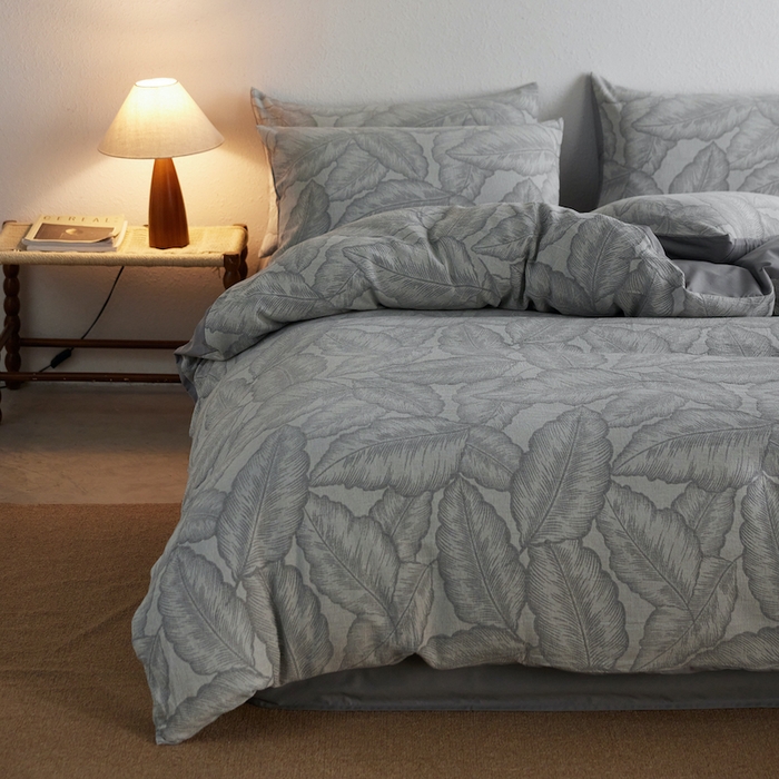 91家纺网 家纺一手货源 找家纺 千朵森 2025新款全棉色织提花四季款四件套-艾薇 艾薇-幻影灰