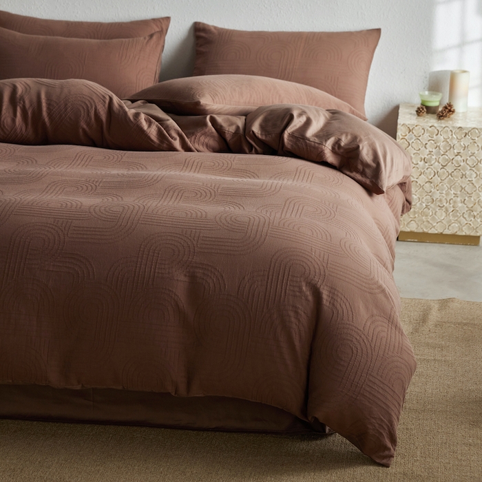 91家纺网 家纺一手货源 找家纺 千朵森 2025新款全棉色织提花四季款四件套-艾薇 艾薇-焦糖棕