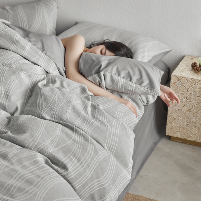 91家纺网 家纺一手货源 找家纺 千朵森 2025新款全棉色织提花四季款四件套-艾薇 艾薇-慕斯灰