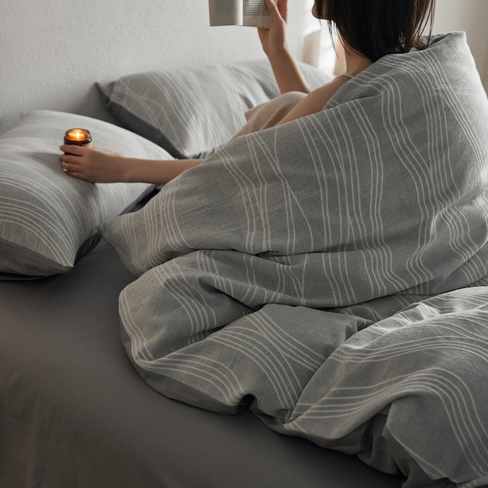 91家纺网 家纺一手货源 找家纺 千朵森 2025新款全棉色织提花四季款四件套-艾薇 艾薇-慕斯灰