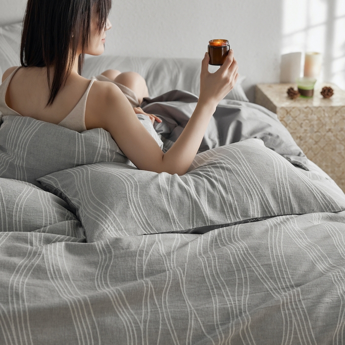 91家纺网 家纺一手货源 找家纺 千朵森 2025新款全棉色织提花四季款四件套-艾薇 艾薇-慕斯灰