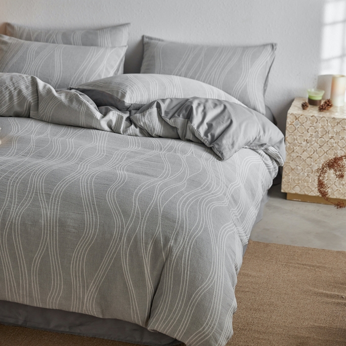 91家纺网 家纺一手货源 找家纺 千朵森 2025新款全棉色织提花四季款四件套-艾薇 艾薇-慕斯灰