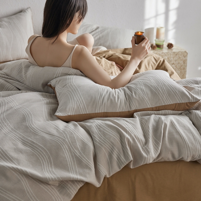 91家纺网 家纺一手货源 找家纺 千朵森 2025新款全棉色织提花四季款四件套-艾薇 艾薇-慕斯卡