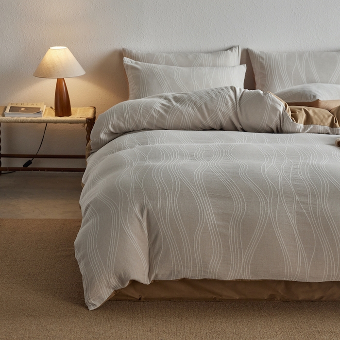 91家纺网 家纺一手货源 找家纺 千朵森 2025新款全棉色织提花四季款四件套-艾薇 艾薇-慕斯卡