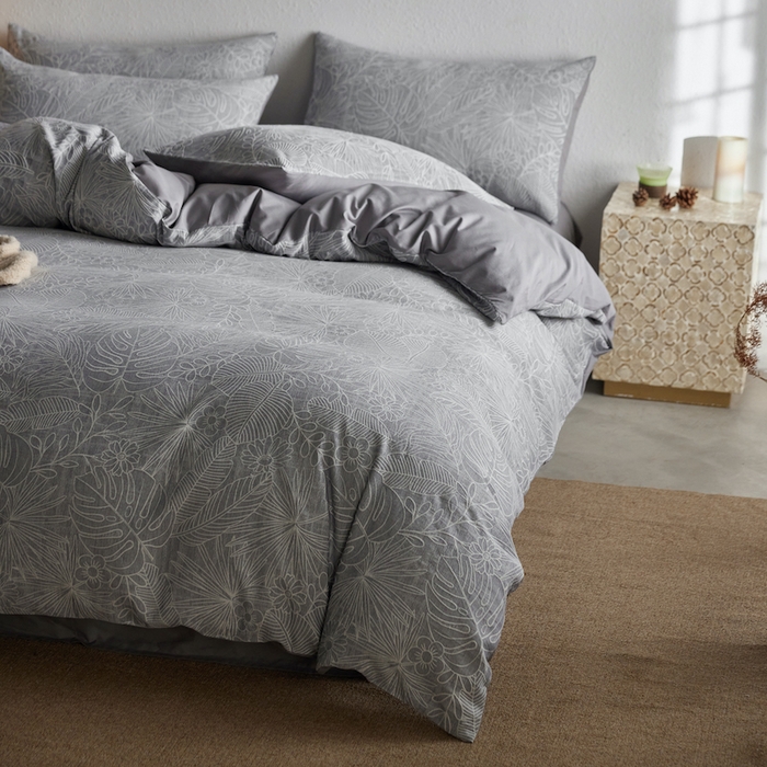 91家纺网 家纺一手货源 找家纺 千朵森 2025新款全棉色织提花四季款四件套-艾薇 艾薇-晴蓝灰