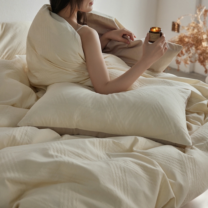 91家纺网 家纺一手货源 找家纺 千朵森 2025新款全棉色织提花四季款四件套-艾薇 艾薇-汝窑白