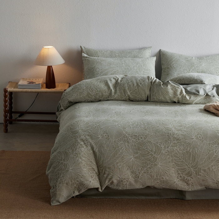 91家纺网 家纺一手货源 找家纺 千朵森 2025新款全棉色织提花四季款四件套-艾薇 艾薇-亚特绿